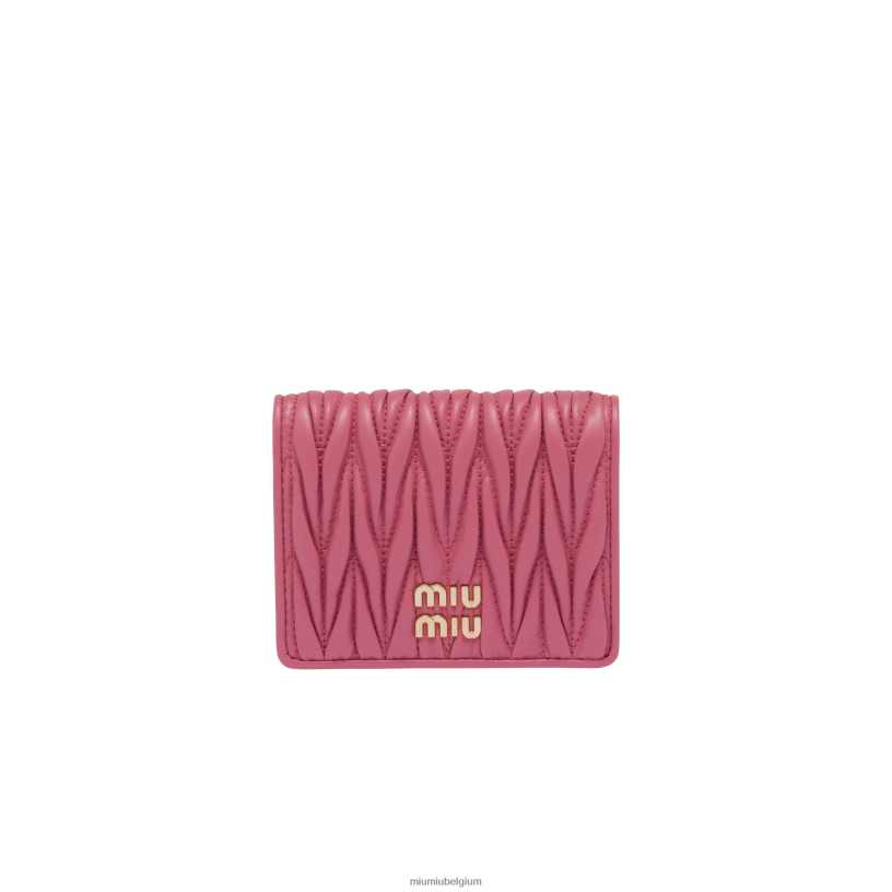 Miu Miu begonia rozekleine gematelasseerde nappa lederen portemonnee N8F6L1072 verzameling