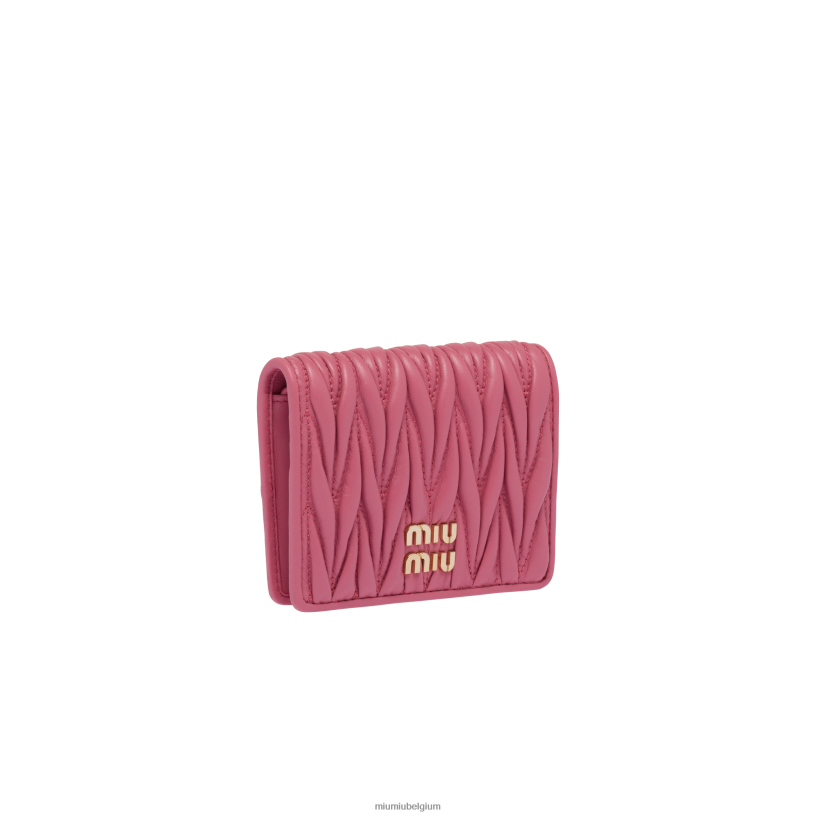 Miu Miu begonia rozekleine gematelasseerde nappa lederen portemonnee N8F6L1072 verzameling