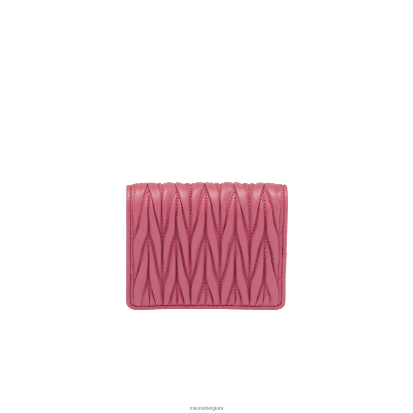 Miu Miu begonia rozekleine gematelasseerde nappa lederen portemonnee N8F6L1072 verzameling
