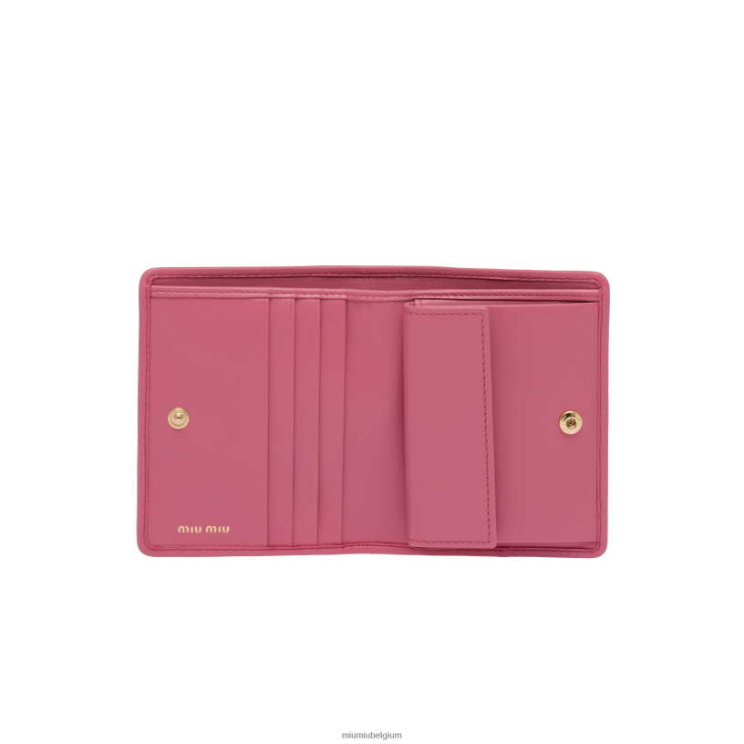Miu Miu begonia rozekleine gematelasseerde nappa lederen portemonnee N8F6L1072 verzameling