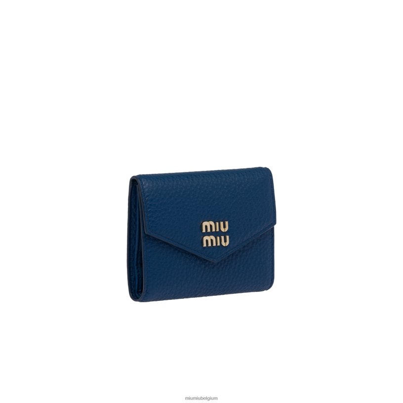Miu Miu blauwtjekleine leren portemonnee N8F6L1081 verzameling