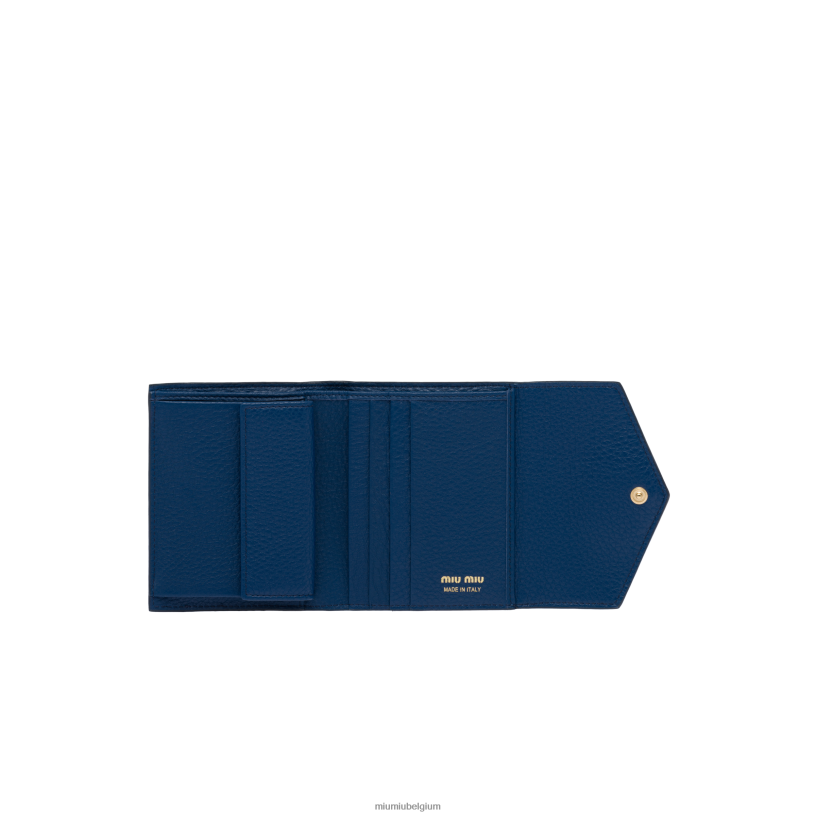 Miu Miu blauwtjekleine leren portemonnee N8F6L1081 verzameling