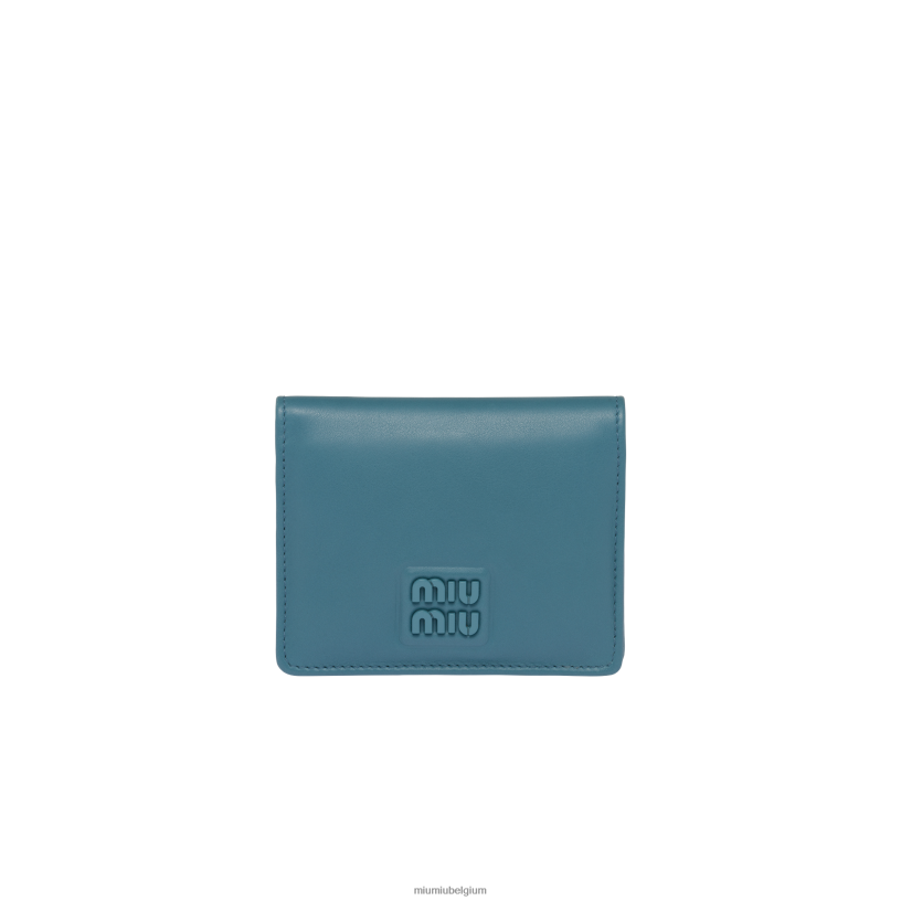 Miu Miu jachthaven blauwkleine leren portemonnee N8F6L1065 verzameling