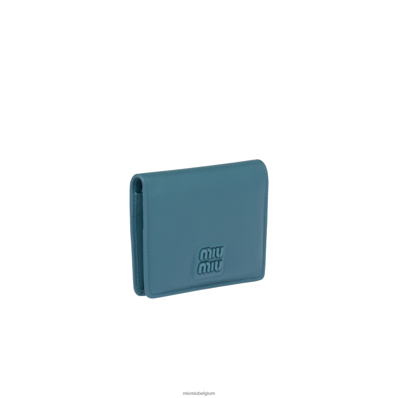 Miu Miu jachthaven blauwkleine leren portemonnee N8F6L1065 verzameling