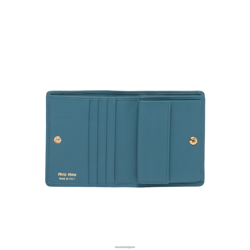 Miu Miu jachthaven blauwkleine leren portemonnee N8F6L1065 verzameling