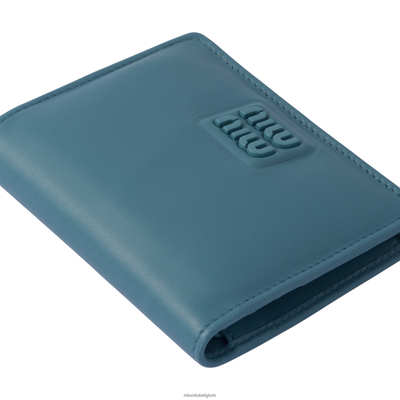 Miu Miu jachthaven blauwkleine leren portemonnee N8F6L1065 verzameling