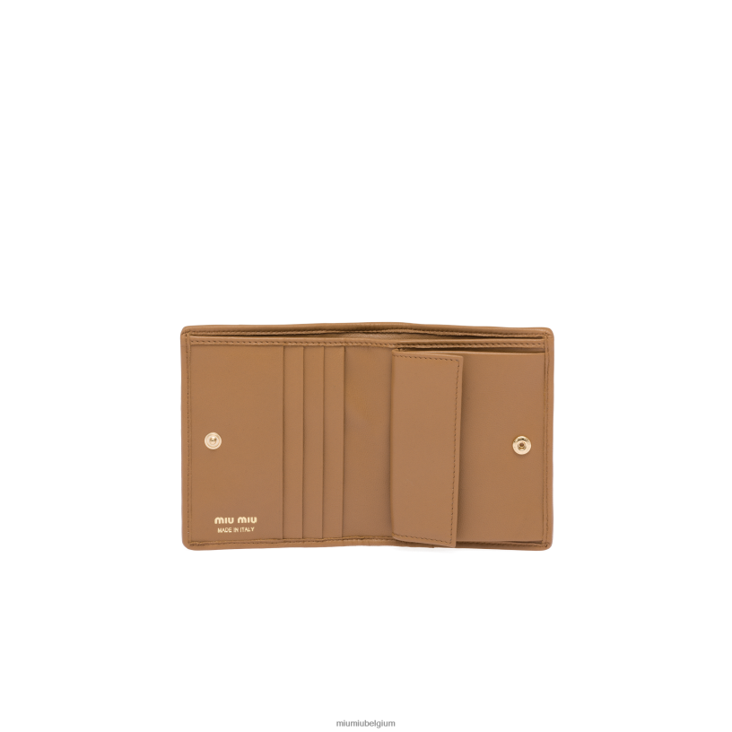 Miu Miu karamelkleine gematelasseerde nappa lederen portemonnee N8F6L1076 verzameling