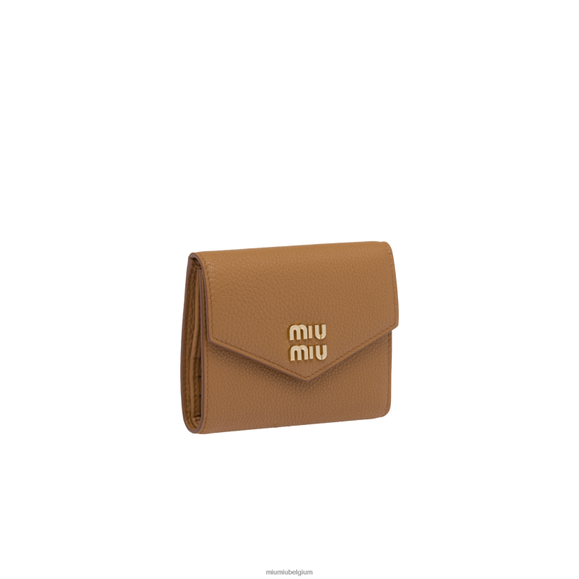 Miu Miu karamelkleine leren portemonnee N8F6L1082 verzameling