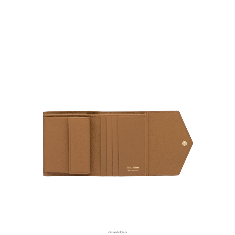 Miu Miu karamelkleine leren portemonnee N8F6L1082 verzameling