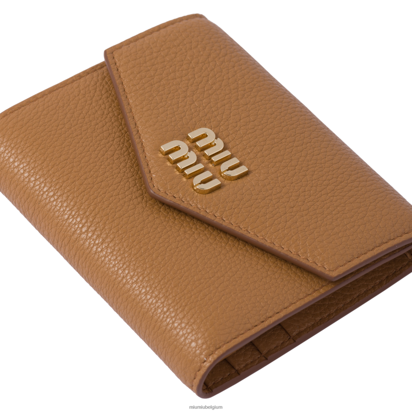 Miu Miu karamelkleine leren portemonnee N8F6L1082 verzameling