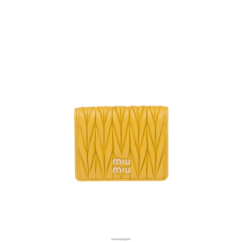 Miu Miu zonnig geelkleine gematelasseerde nappa lederen portemonnee N8F6L1069 verzameling