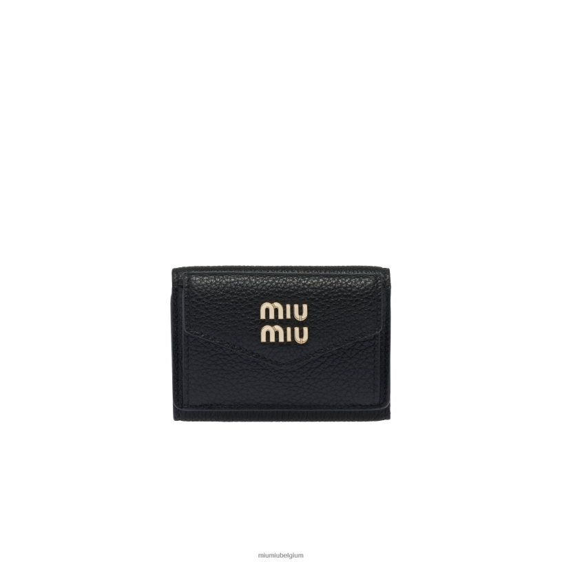 Miu Miu zwartkleine leren portemonnee N8F6L1078 verzameling