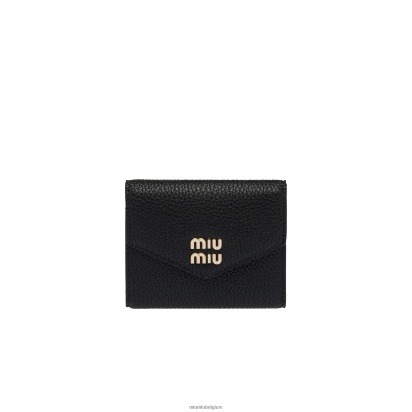 Miu Miu zwartkleine leren portemonnee N8F6L1080 verzameling