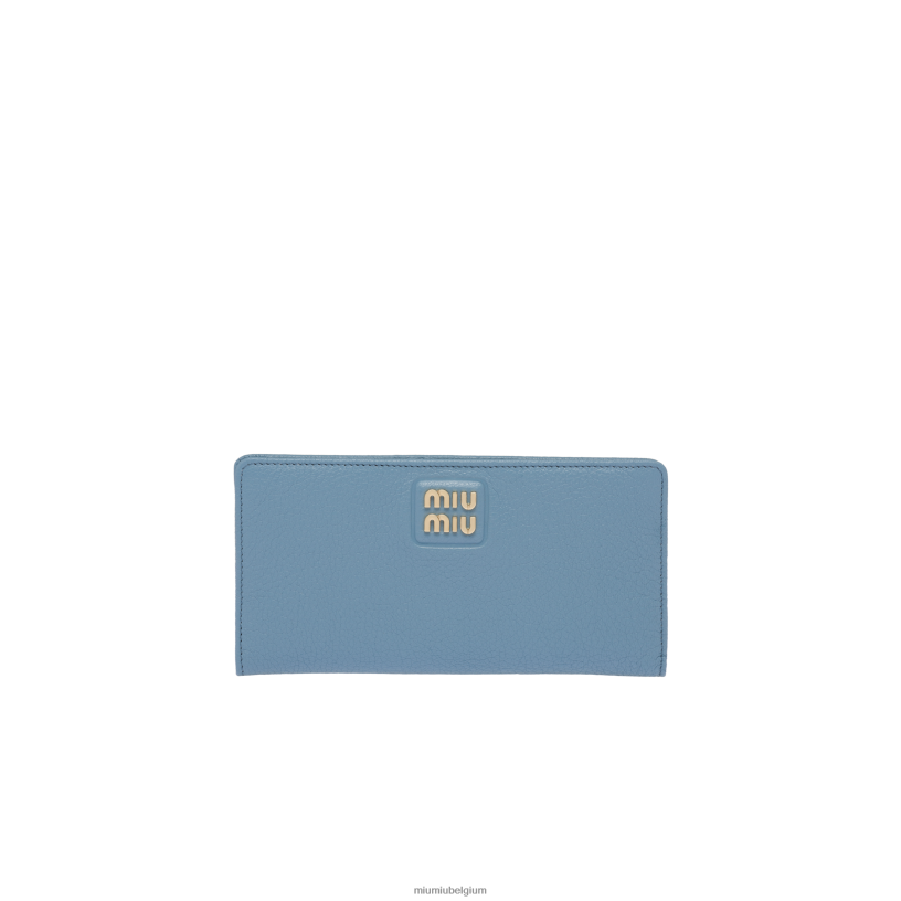 Miu Miu astraal blauwgrote madras lederen portemonnee N8F6L1088 verzameling