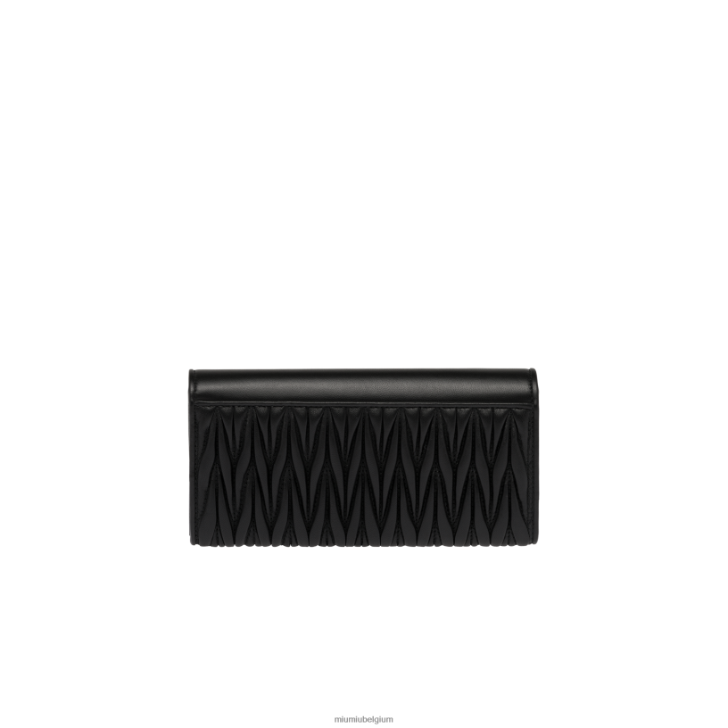 Miu Miu zwartgrote gematelasseerde nappa lederen portemonnee N8F6L1086 verzameling