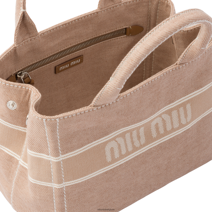 Miu Miu kameel bruinDenim handtas met jacquard logo N8F6L134 verzameling