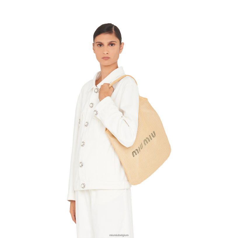 Miu Miu natuurlijkstoffen en linnen draagtas N8F6L125 verzameling