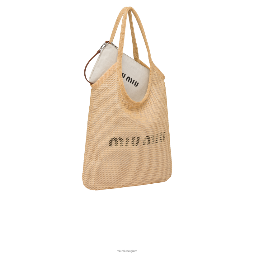 Miu Miu natuurlijkstoffen en linnen draagtas N8F6L125 verzameling