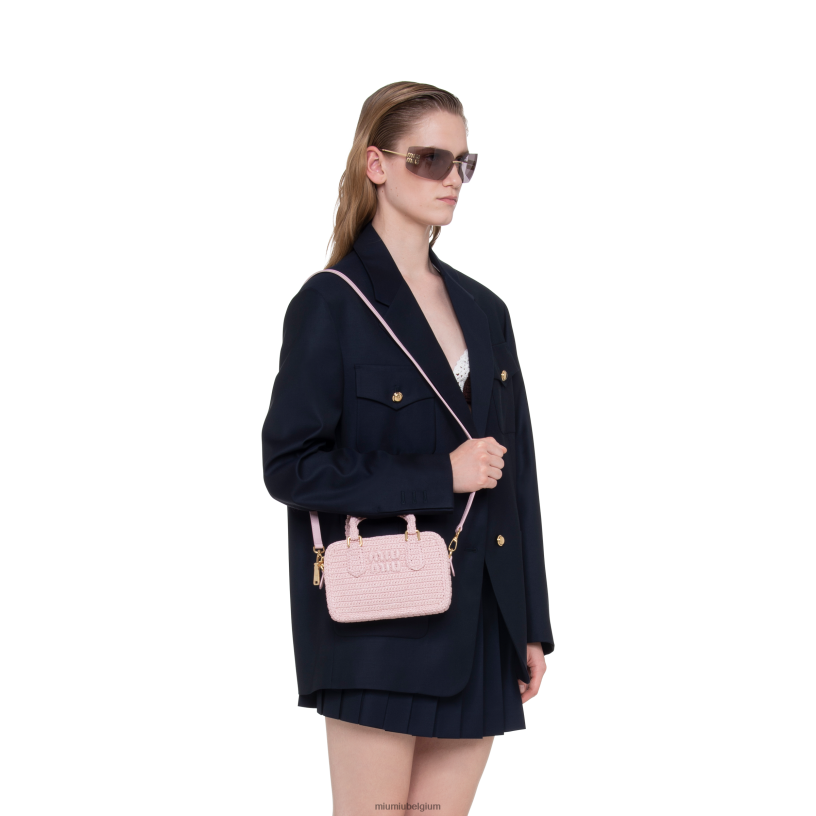 Miu Miu albast rozegehaakte tas met handvat aan de bovenkant N8F6L159 verzameling