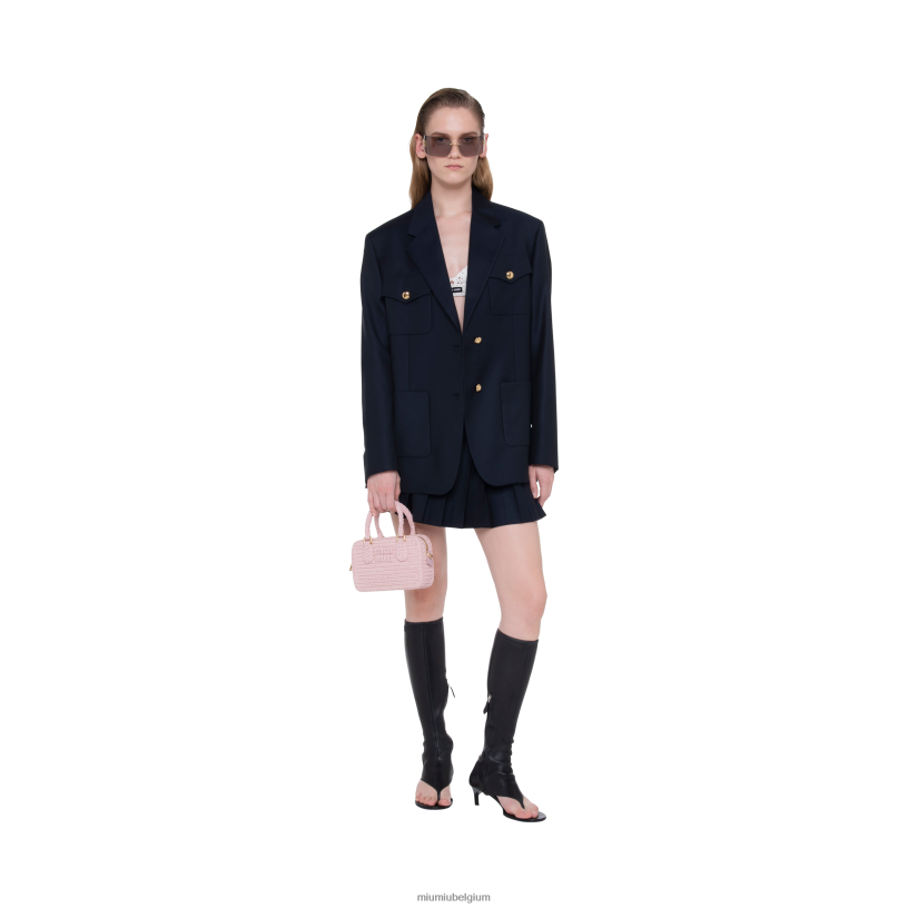 Miu Miu albast rozegehaakte tas met handvat aan de bovenkant N8F6L159 verzameling