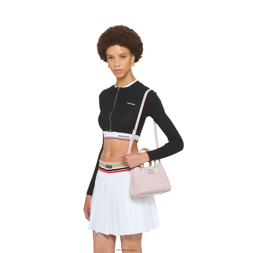 Miu Miu albast rozehandtas van kristal nappaleer N8F6L157 verzameling