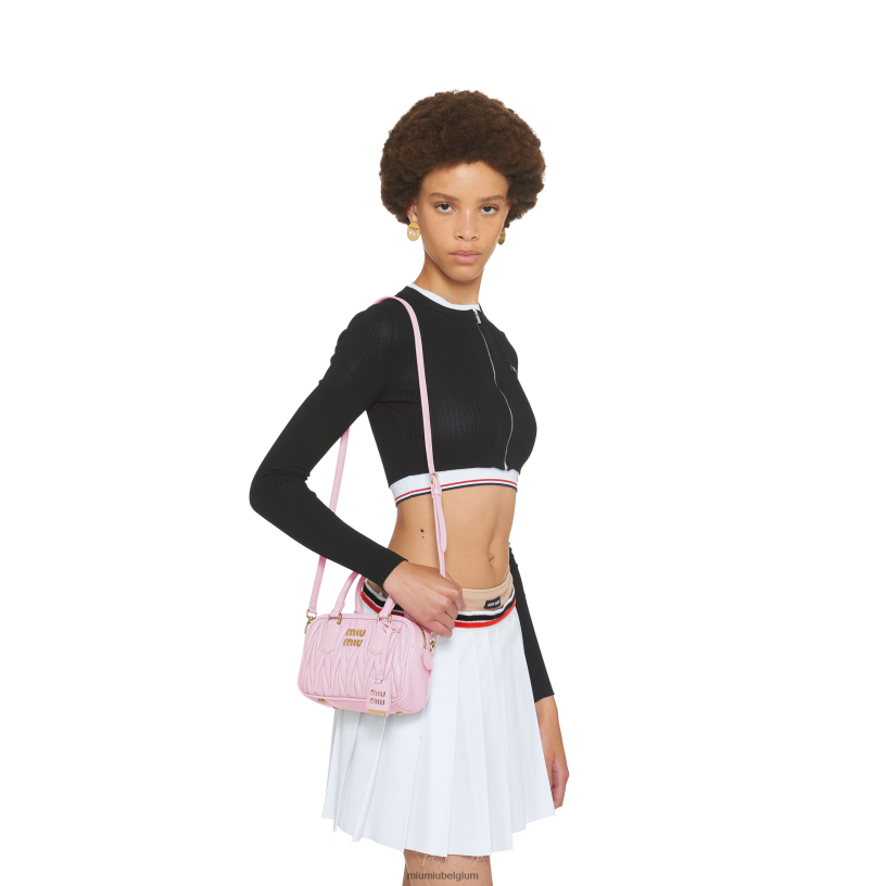 Miu Miu albast rozetas van gematelasseerd nappaleer met handvat aan de bovenkant N8F6L144 verzameling