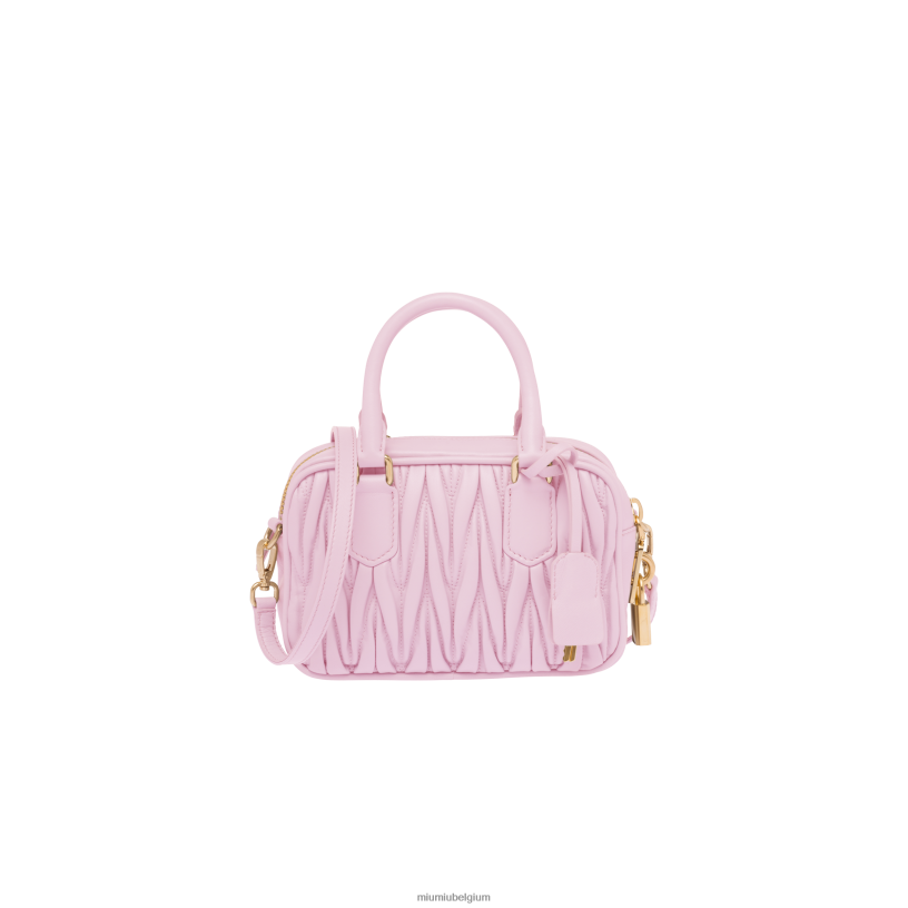 Miu Miu albast rozetas van gematelasseerd nappaleer met handvat aan de bovenkant N8F6L144 verzameling