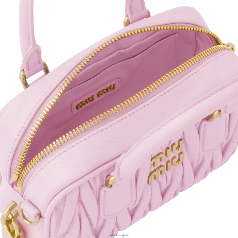 Miu Miu albast rozetas van gematelasseerd nappaleer met handvat aan de bovenkant N8F6L144 verzameling