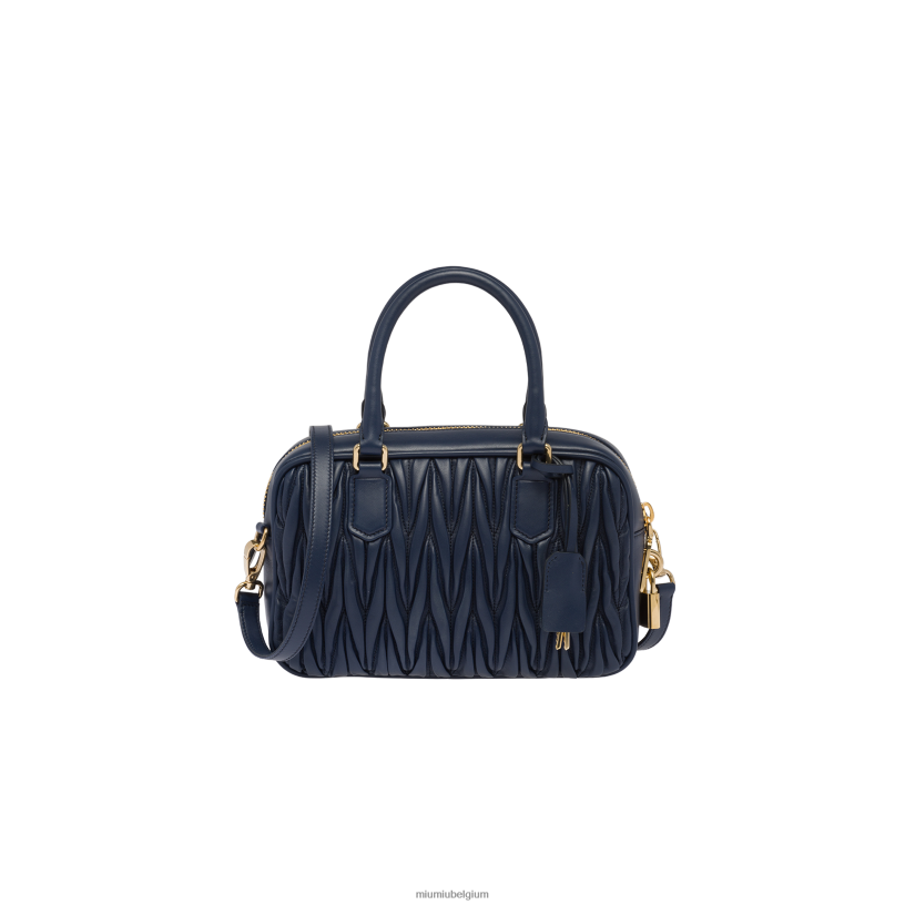 Miu Miu baltisch blauwtas van gematelasseerd nappaleer met handvat aan de bovenkant N8F6L146 verzameling