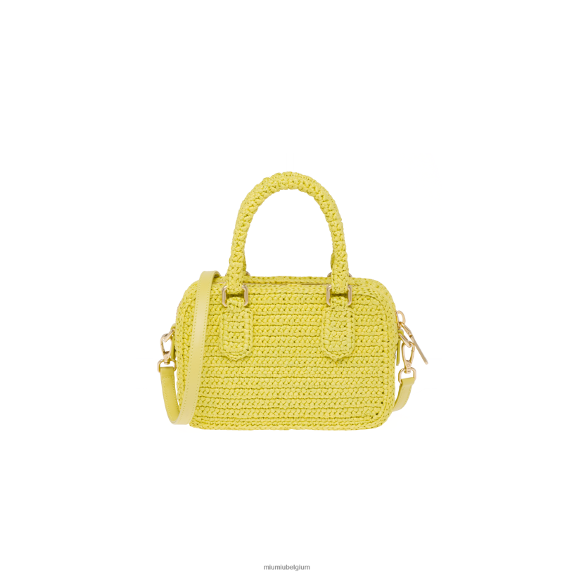 Miu Miu citroengeelgehaakte tas met handvat aan de bovenkant N8F6L160 verzameling