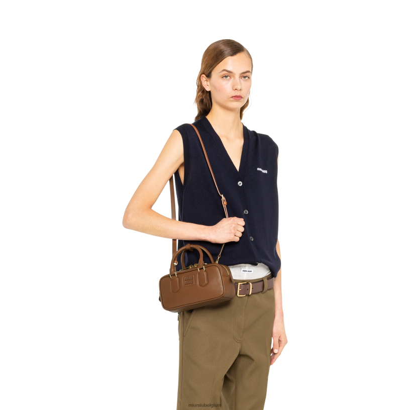 Miu Miu cognacArcadie leren tas N8F6L135 verzameling
