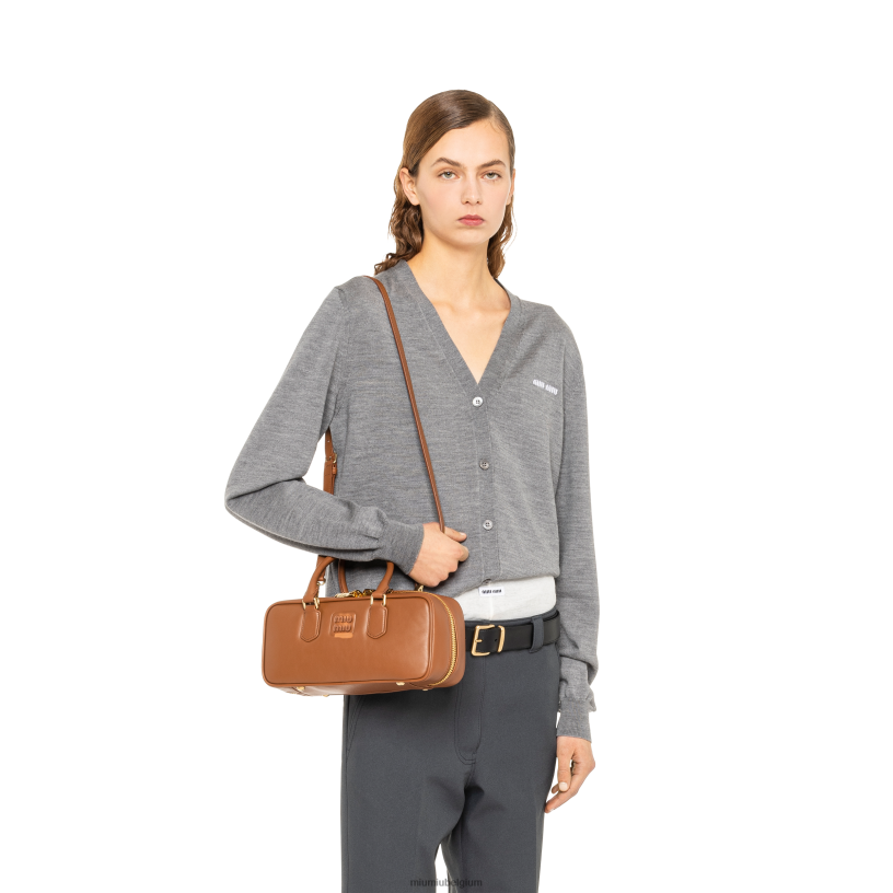 Miu Miu cognacArcadie leren tas N8F6L140 verzameling