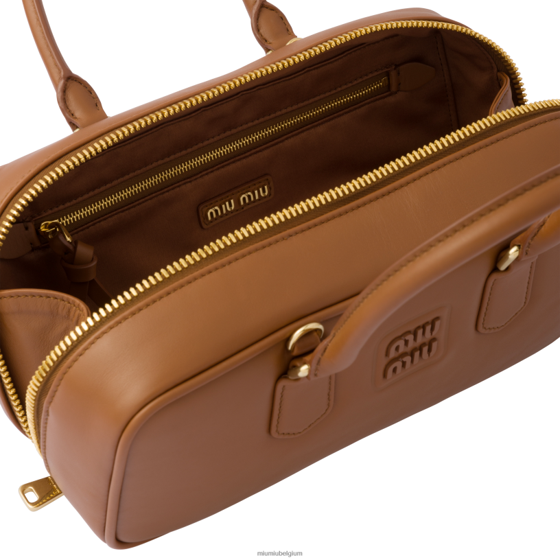 Miu Miu cognacArcadie leren tas N8F6L140 verzameling
