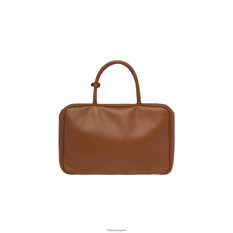 Miu Miu cognacleren tas met handvat aan de bovenkant N8F6L150 verzameling