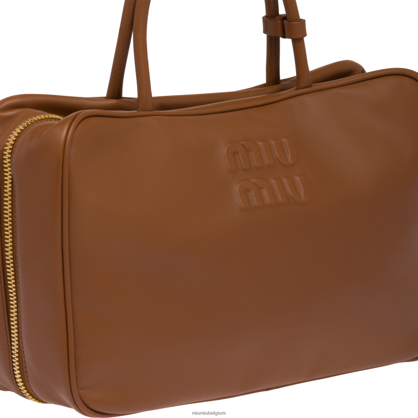Miu Miu cognacleren tas met handvat aan de bovenkant N8F6L150 verzameling