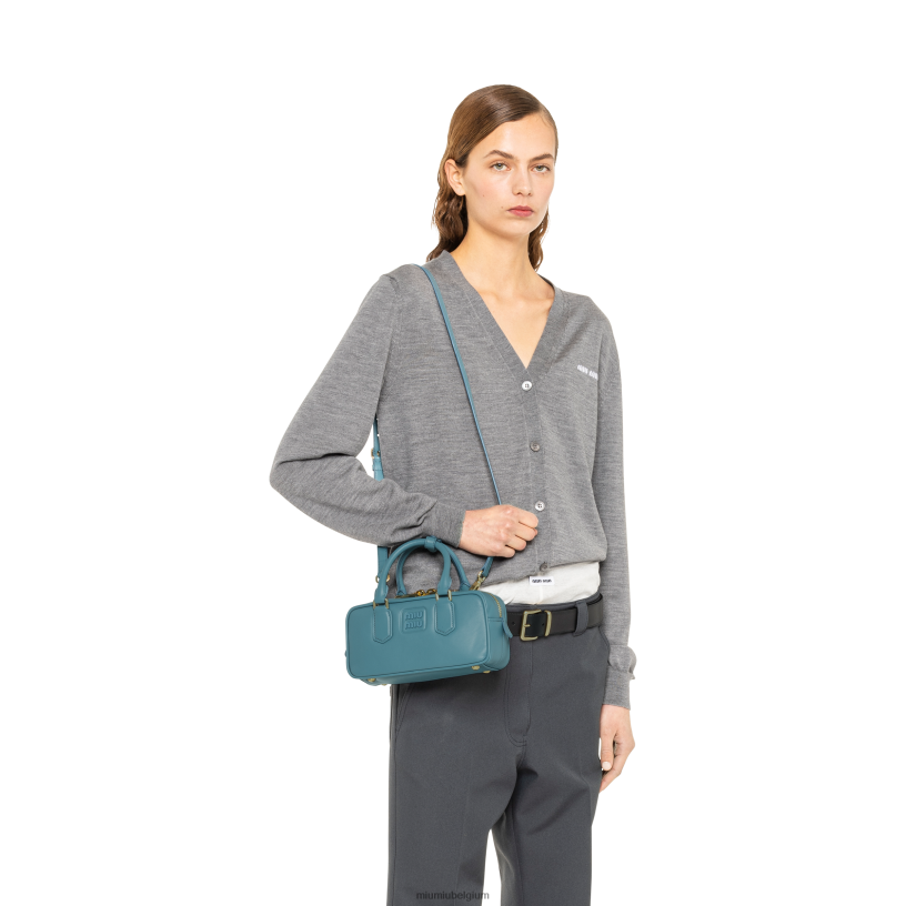Miu Miu jachthaven blauwArcadie leren tas N8F6L136 verzameling