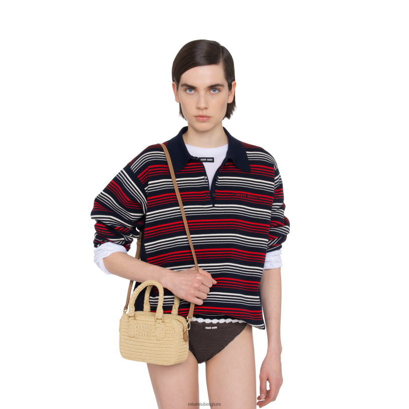 Miu Miu natuurlijkgehaakte tas met handvat aan de bovenkant N8F6L162 verzameling