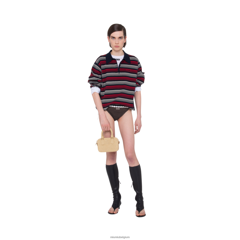 Miu Miu natuurlijkgehaakte tas met handvat aan de bovenkant N8F6L162 verzameling