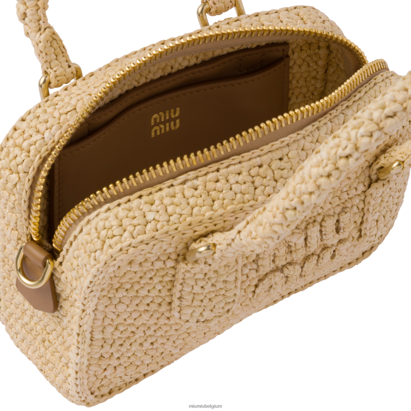 Miu Miu natuurlijkgehaakte tas met handvat aan de bovenkant N8F6L162 verzameling