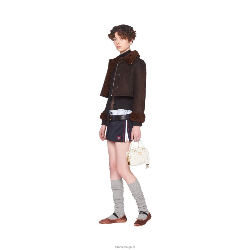 Miu Miu wittas van gematelasseerd nappaleer met handvat aan de bovenkant N8F6L143 verzameling