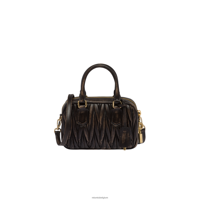 Miu Miu zand/koffietas van gematelasseerd nappaleer met handvat aan de bovenkant N8F6L142 verzameling