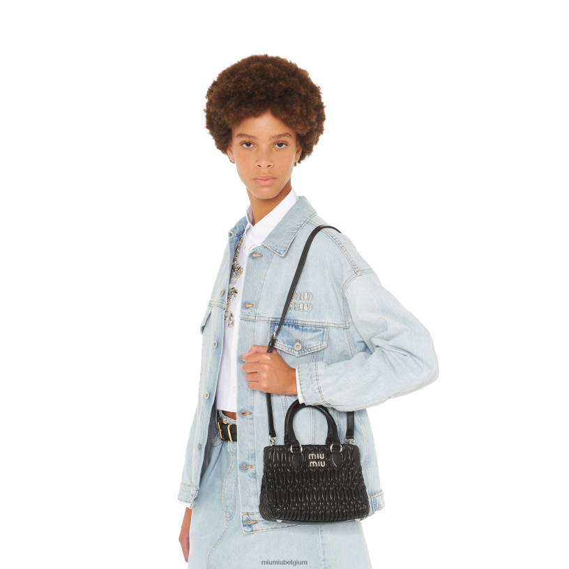 Miu Miu zwarthandtas van kristal nappaleer N8F6L154 verzameling