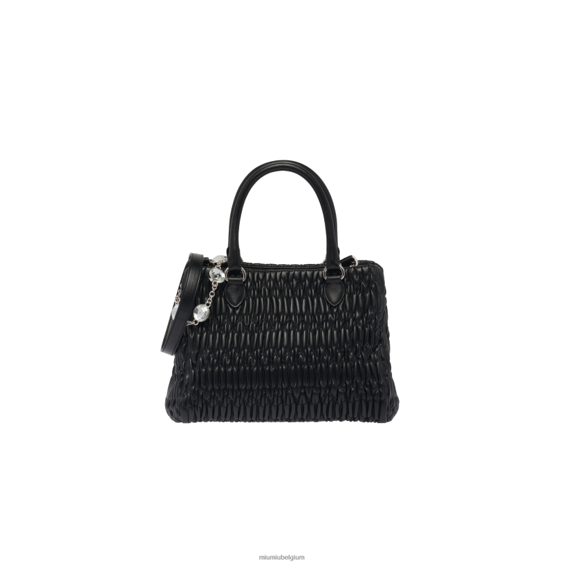 Miu Miu zwartkristal nappaleer en kristallen handtas N8F6L152 verzameling