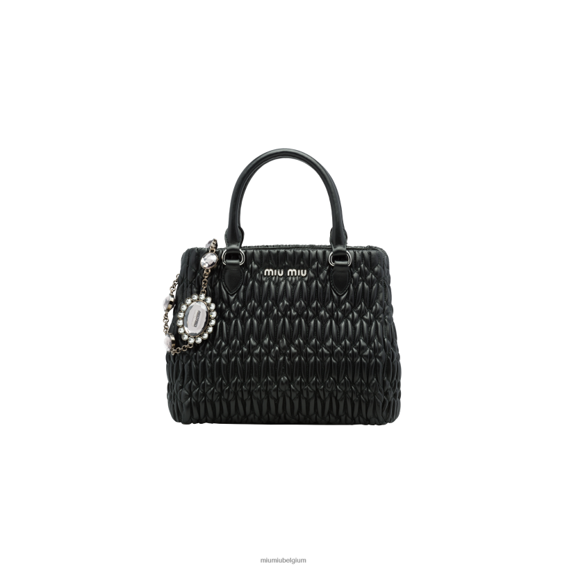 Miu Miu zwartkristallen cloque nappa lederen handtas N8F6L158 verzameling