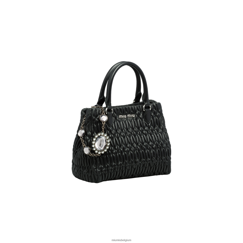 Miu Miu zwartkristallen cloque nappa lederen handtas N8F6L158 verzameling