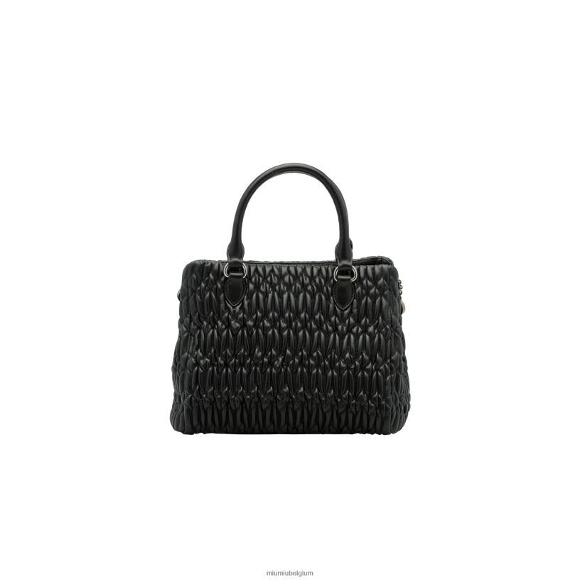 Miu Miu zwartkristallen cloque nappa lederen handtas N8F6L158 verzameling