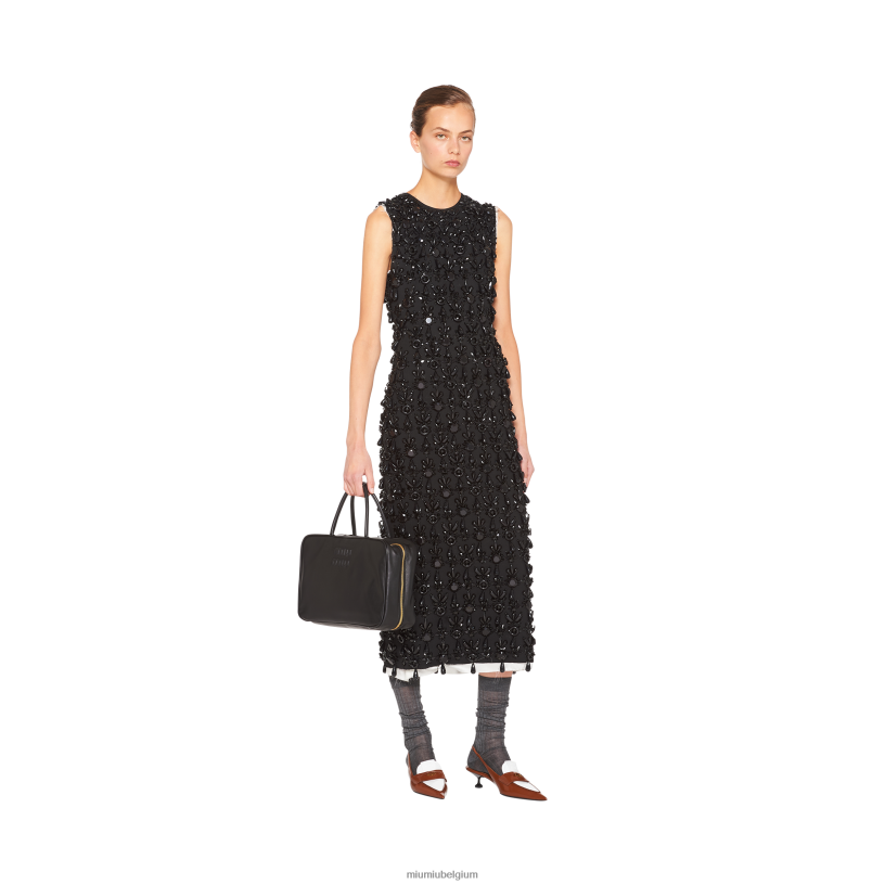 Miu Miu zwartleren tas met handvat aan de bovenkant N8F6L151 verzameling