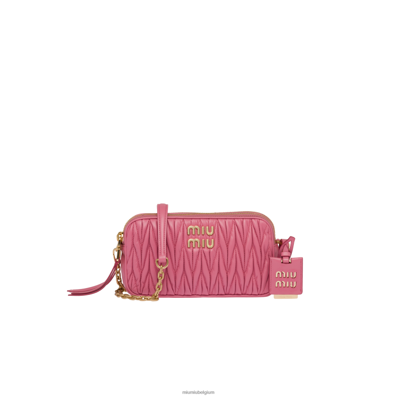 Miu Miu begonia rozegematelasseerde mini-tas van nappaleer N8F6L62 verzameling