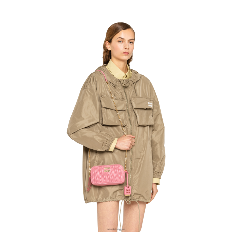 Miu Miu begonia rozegematelasseerde mini-tas van nappaleer N8F6L62 verzameling