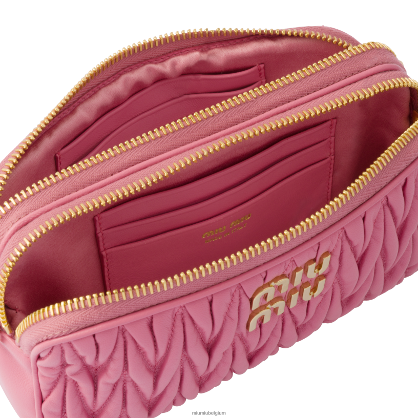 Miu Miu begonia rozegematelasseerde mini-tas van nappaleer N8F6L62 verzameling